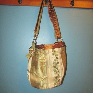 Sage Green and Bronze Drawstring Bag